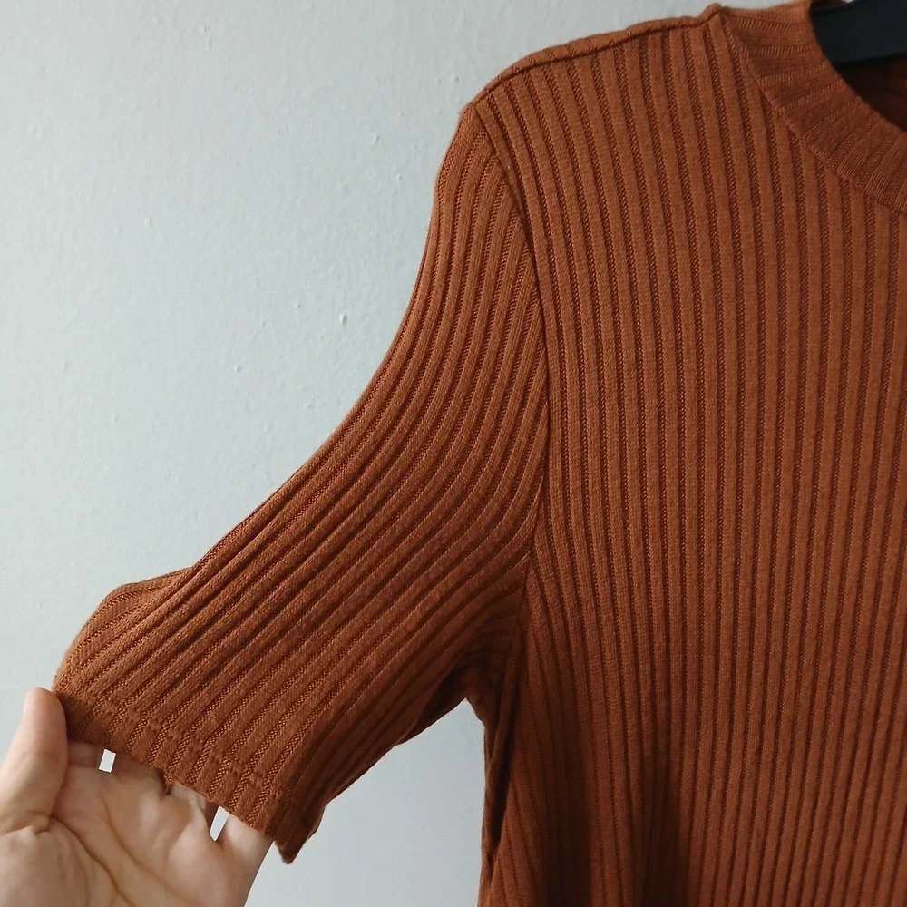 American Eagle Outfitters Women's Size Small Brown Mini‎ Knit Dress Keyhole Back